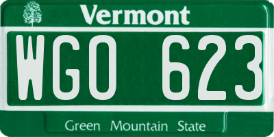 VT license plate WGO623