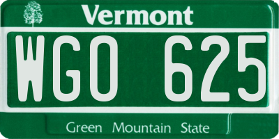 VT license plate WGO625