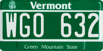 VT license plate WGO632