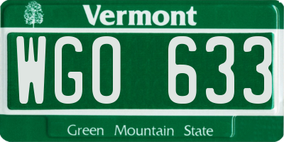 VT license plate WGO633
