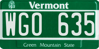 VT license plate WGO635