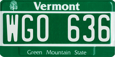 VT license plate WGO636