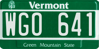 VT license plate WGO641