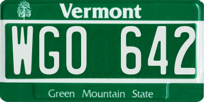VT license plate WGO642