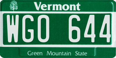 VT license plate WGO644