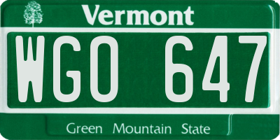 VT license plate WGO647