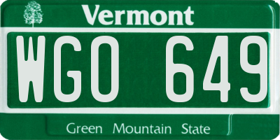 VT license plate WGO649