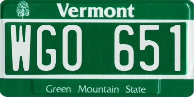 VT license plate WGO651