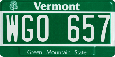 VT license plate WGO657