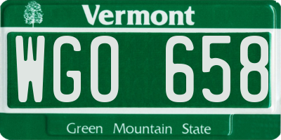 VT license plate WGO658