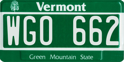 VT license plate WGO662