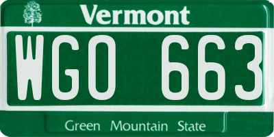 VT license plate WGO663