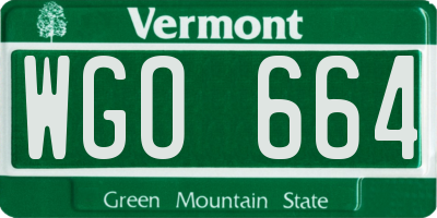 VT license plate WGO664