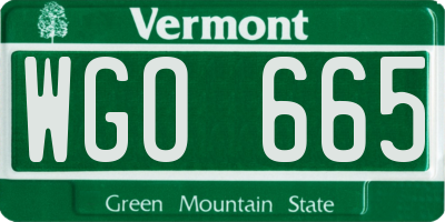 VT license plate WGO665