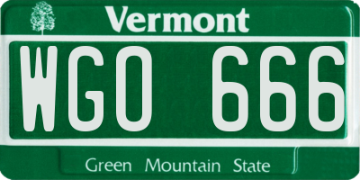 VT license plate WGO666