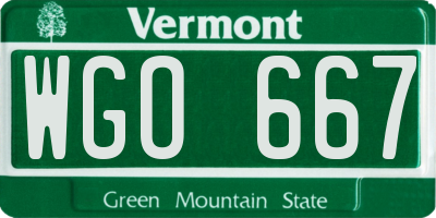 VT license plate WGO667