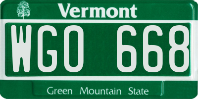 VT license plate WGO668