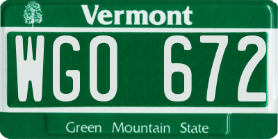 VT license plate WGO672