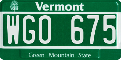 VT license plate WGO675