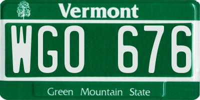 VT license plate WGO676
