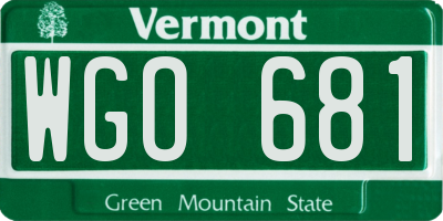 VT license plate WGO681