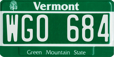 VT license plate WGO684