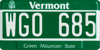 VT license plate WGO685