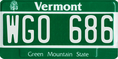 VT license plate WGO686