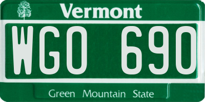 VT license plate WGO690