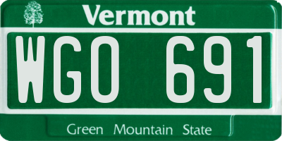 VT license plate WGO691