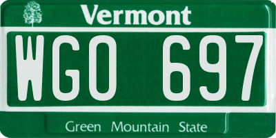 VT license plate WGO697