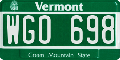 VT license plate WGO698
