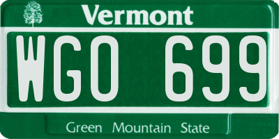 VT license plate WGO699