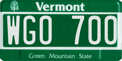 VT license plate WGO700
