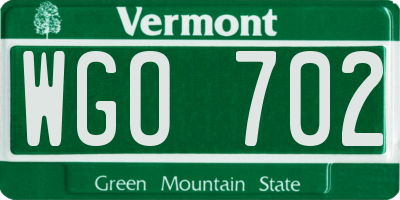 VT license plate WGO702