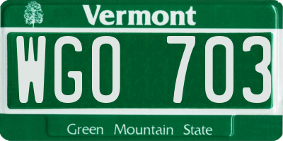 VT license plate WGO703