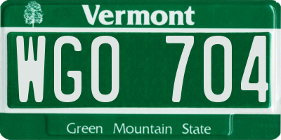 VT license plate WGO704