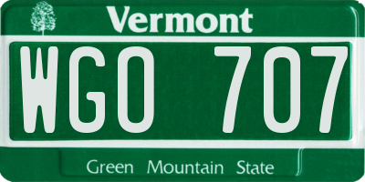 VT license plate WGO707