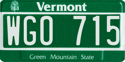 VT license plate WGO715