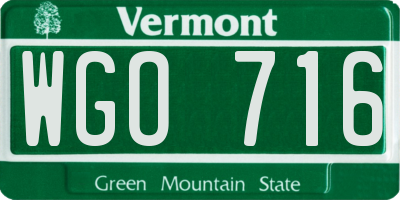 VT license plate WGO716
