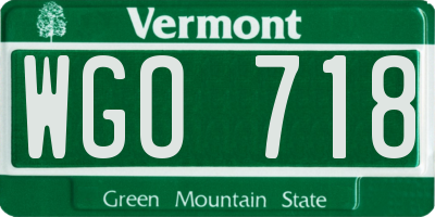 VT license plate WGO718