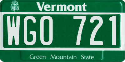 VT license plate WGO721