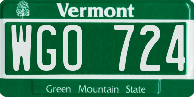 VT license plate WGO724