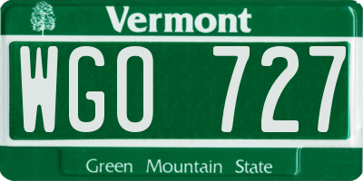 VT license plate WGO727