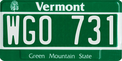 VT license plate WGO731