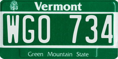 VT license plate WGO734