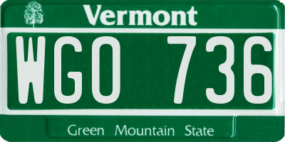 VT license plate WGO736