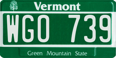 VT license plate WGO739
