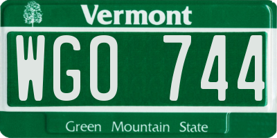 VT license plate WGO744