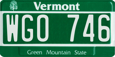 VT license plate WGO746